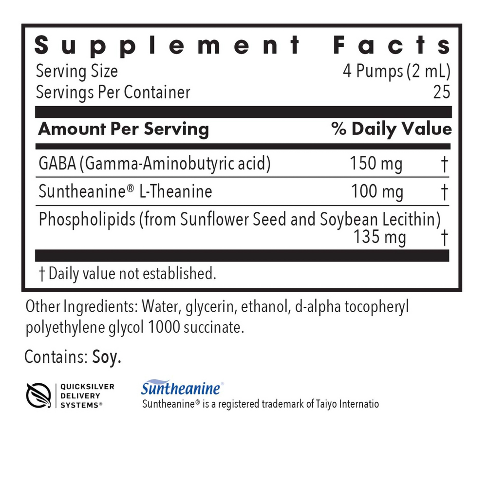 Liposomal Zen® Supplement Facts Label