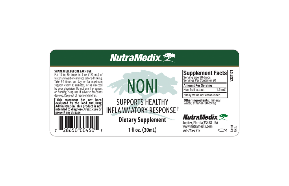 Noni Supplement Facts Label