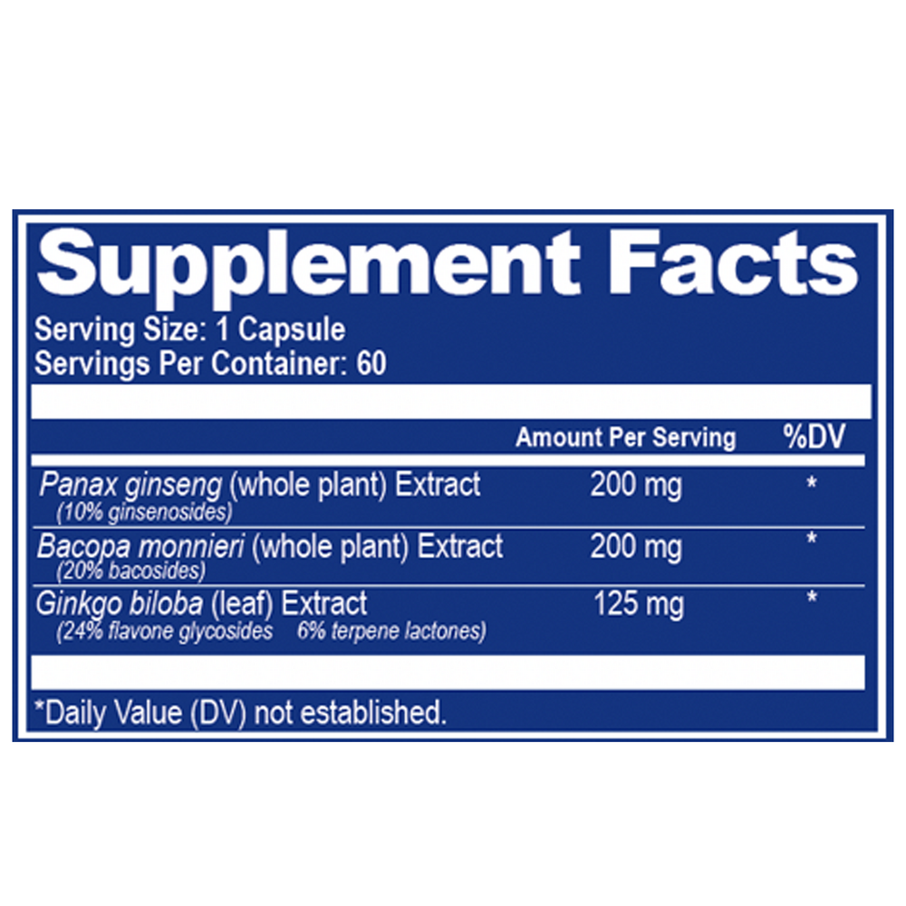 Smart Ginkgo (Formerly Ginkgo+) Supplement Facts Label