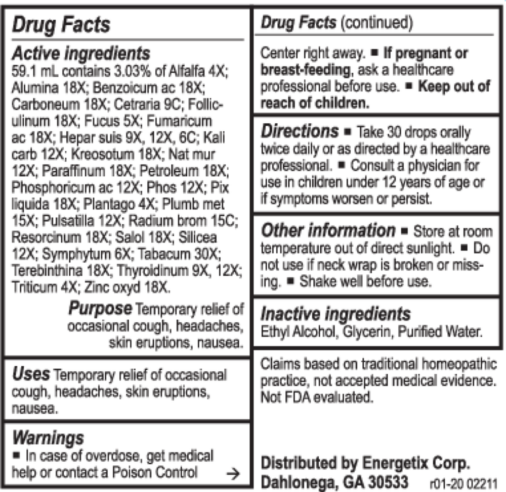 Tox-Chord Supplement Facts Label