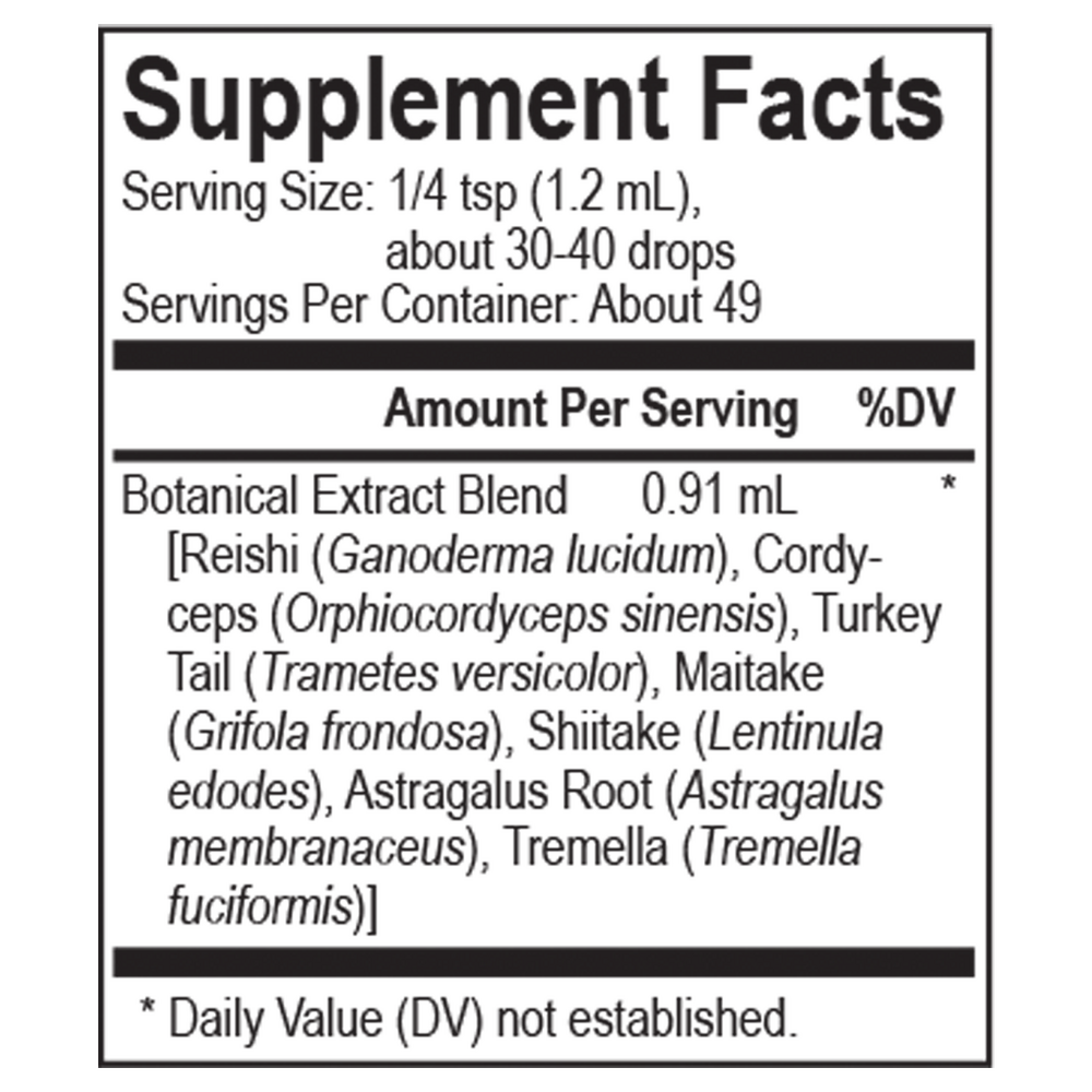 Core Mycelia Blend Supplement Facts Label