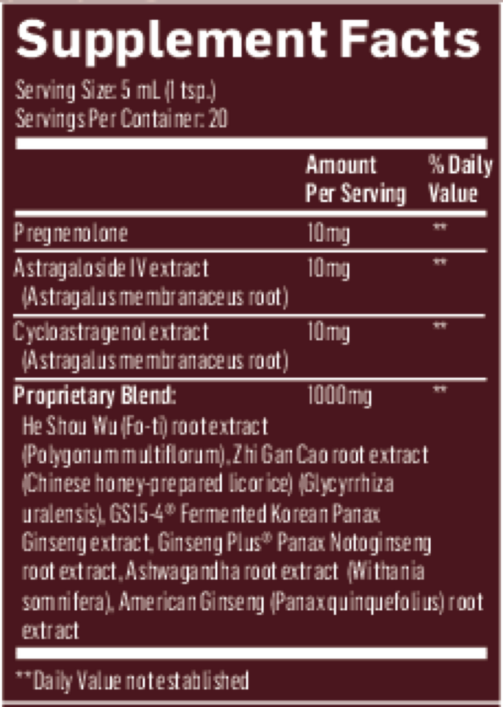 Longevity Elite Supplement Facts Label