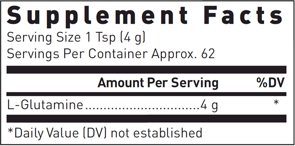L-Glutamine Powder Supplement Facts Label