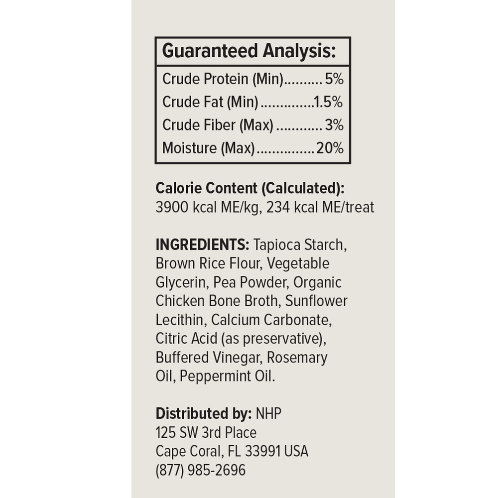 Dog Dental Chew Bones Large Supplement Facts Label