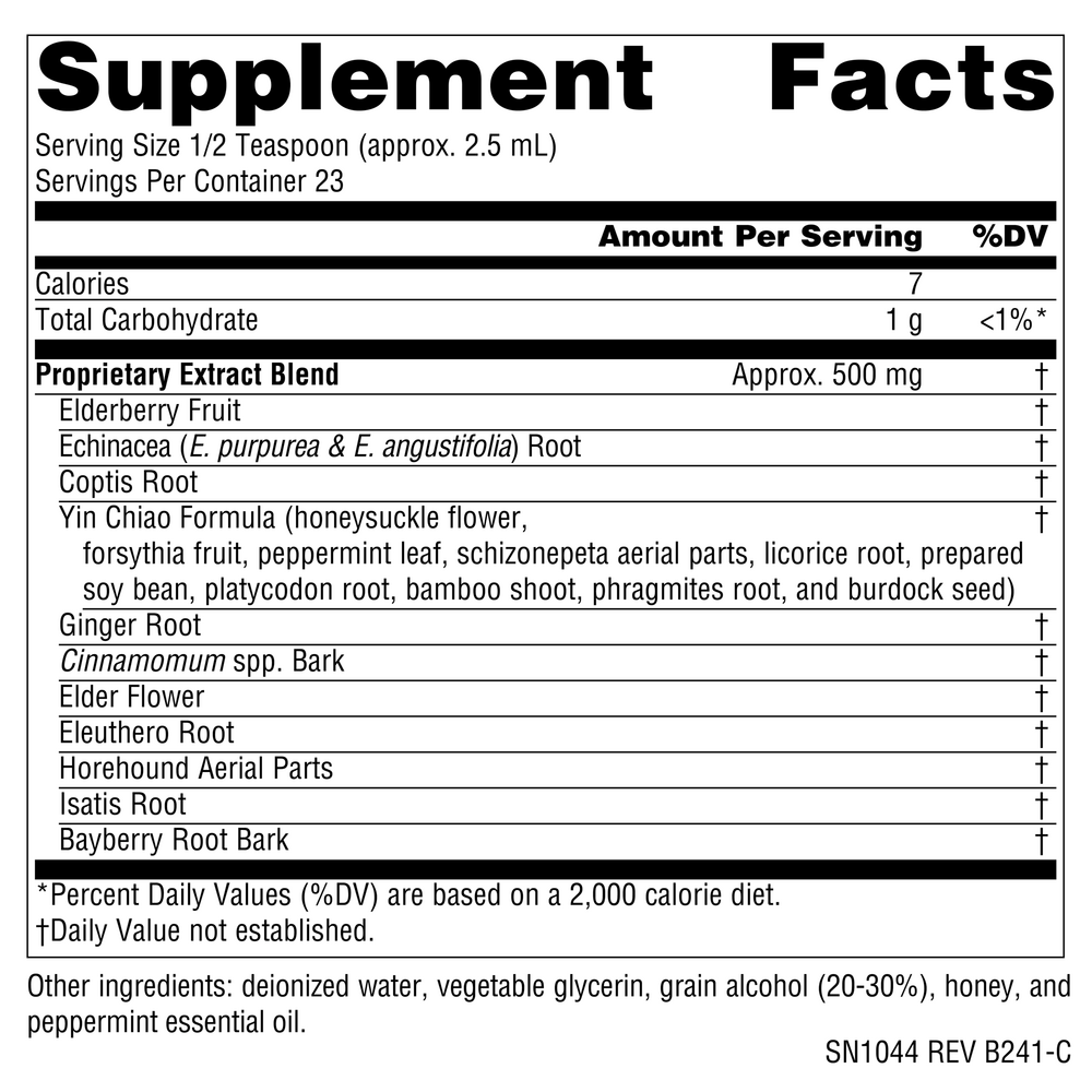 Wellness Herbal Resistance (Liquid) Supplement Facts Label