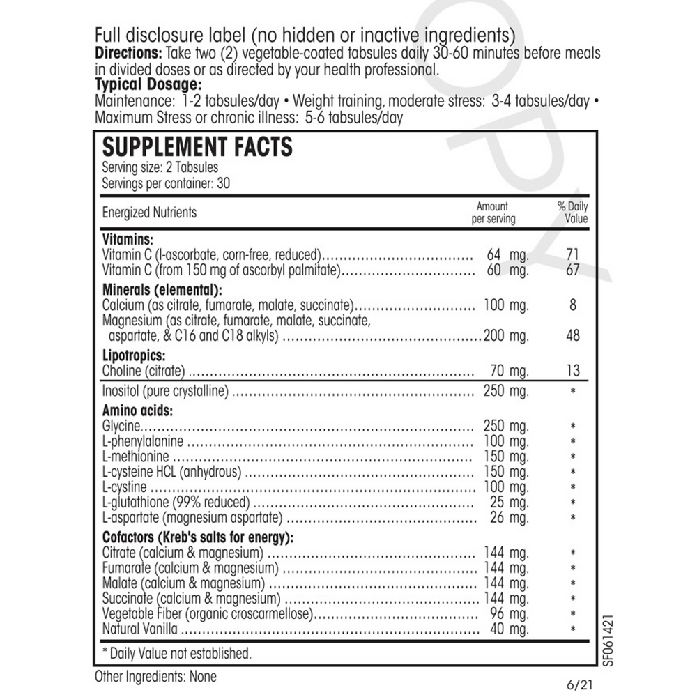 BACKORDER ONLY - Detox IN Guard Supplement Facts Label