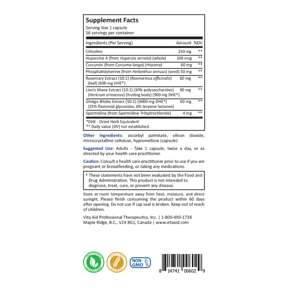CogniForte Supplement Facts Label
