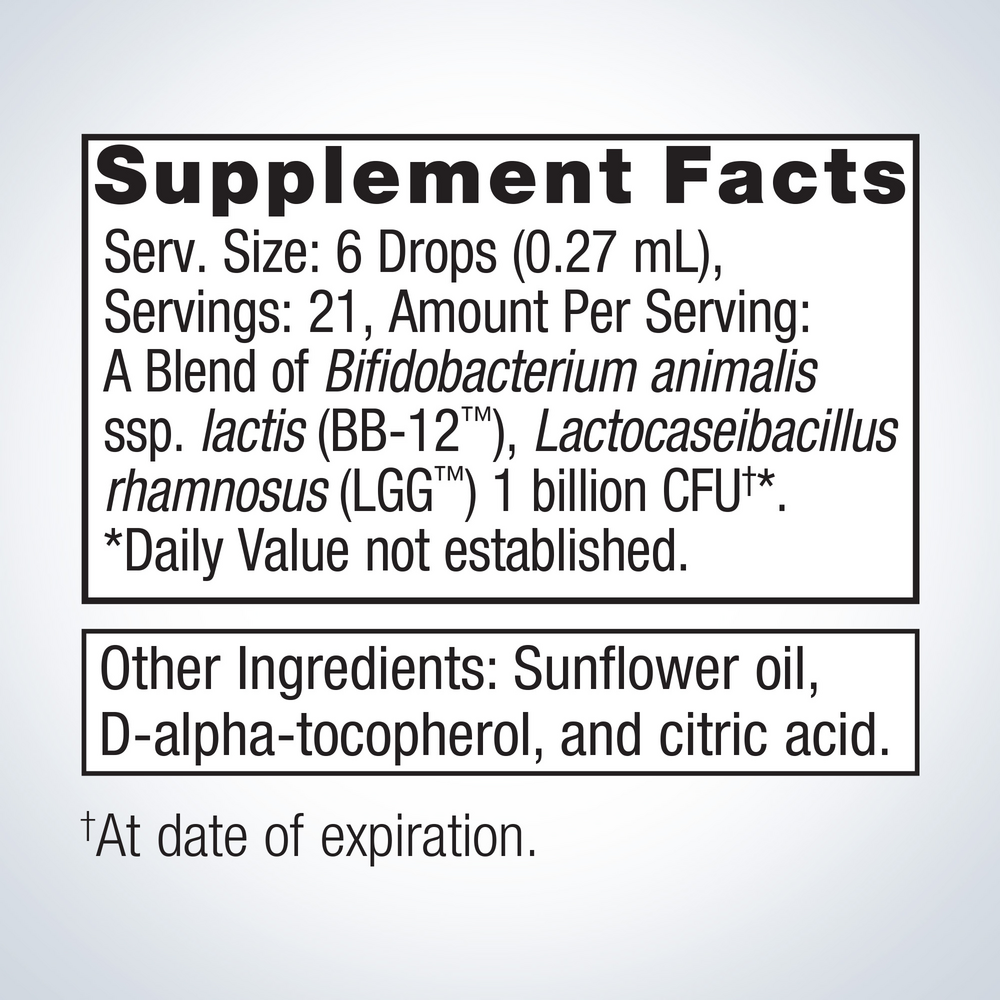 UltraFlora Baby Probiotic Supplement Facts Label