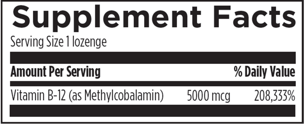 Vitamin B12 Lozenges Supplement Facts Label