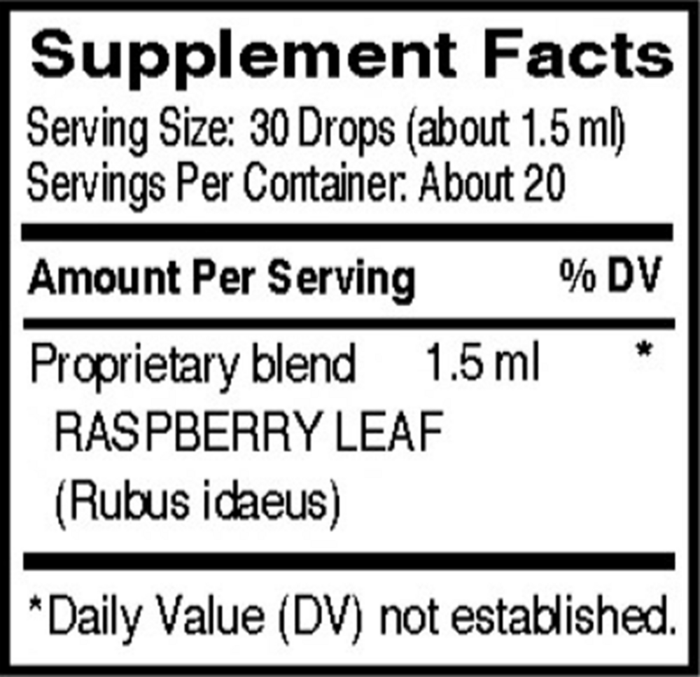 Red Raspberry Supplement Facts Label