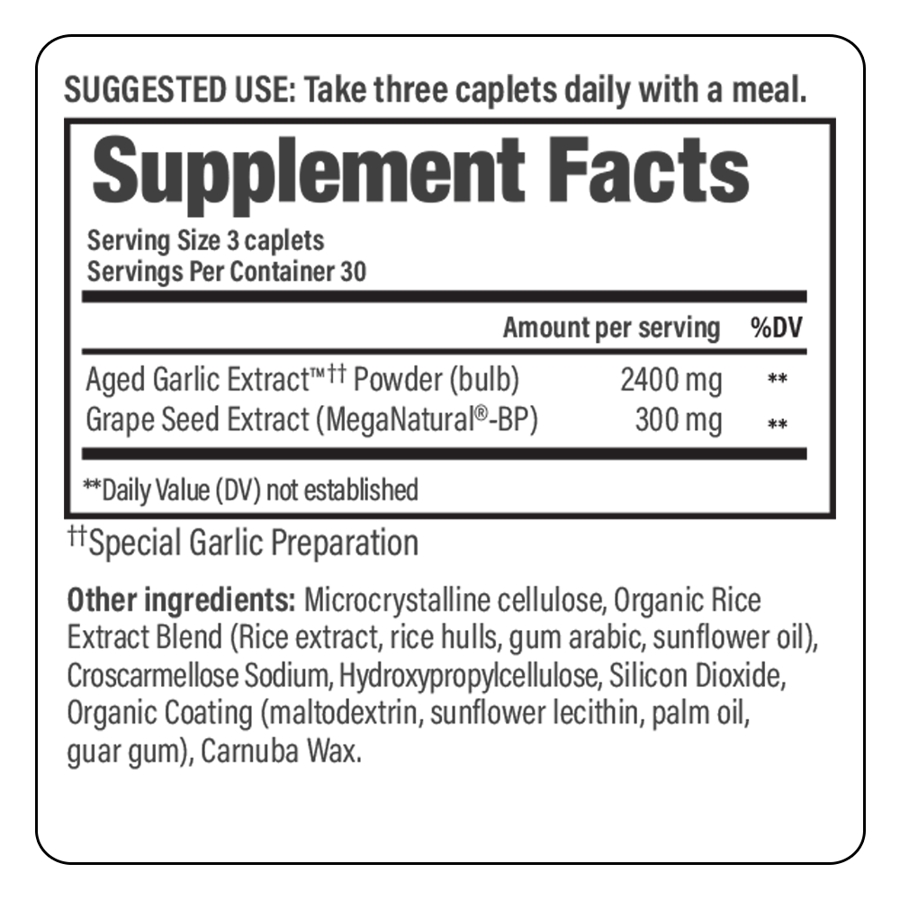 Kyolic+ Supplement Facts Label
