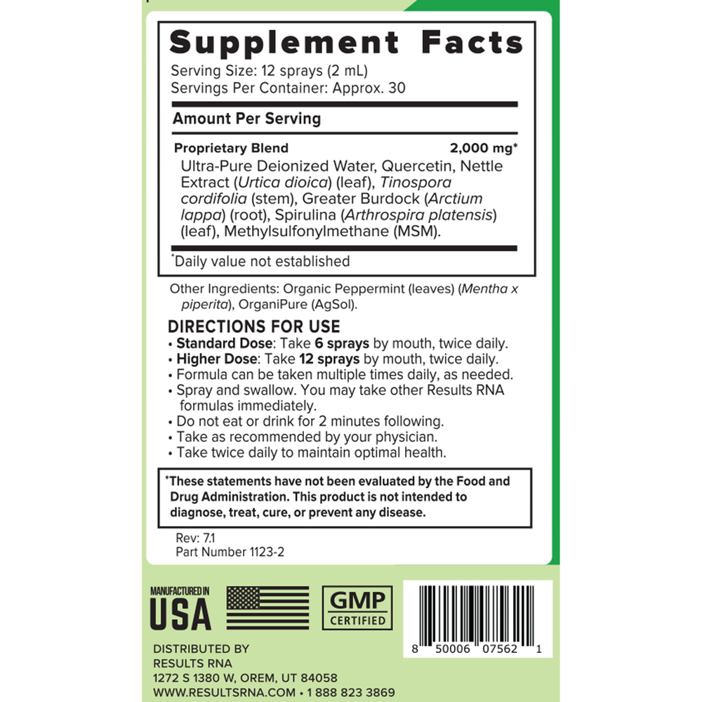 Quercetin Seasonal Extra Strength Supplement Facts Label