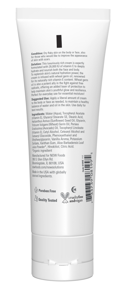 Vitamin E Cream 28,000 IU Supplement Facts Label