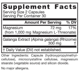 MagMind Productivity Supplement Facts Label