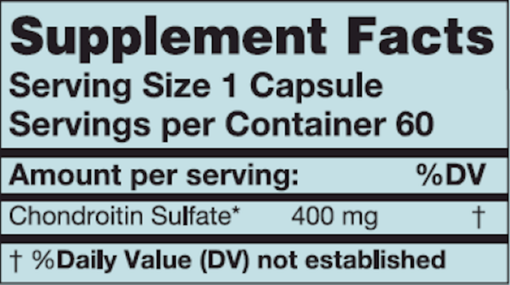 Chondroitin Sulfate Supplement Facts Label