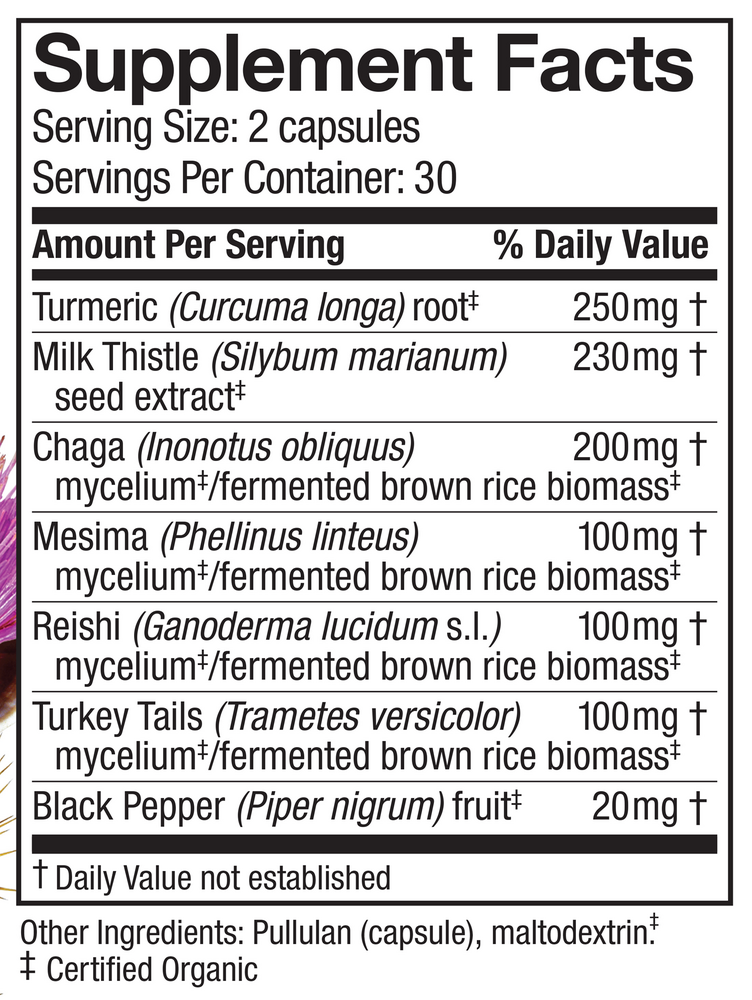 MycoBotanicals - LIVER Supplement Facts Label