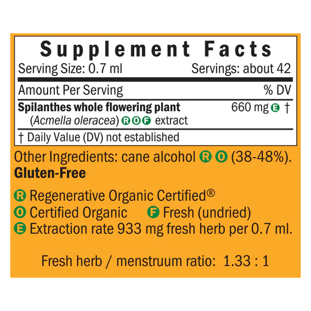 Spilanthes/Spilanthes acmella Supplement Facts Label