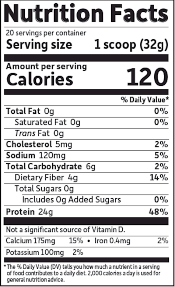 Organic Whey Protein Vanilla Supplement Facts Label