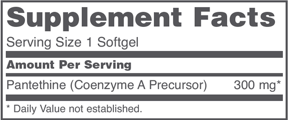 Pantethine 300 mg Supplement Facts Label