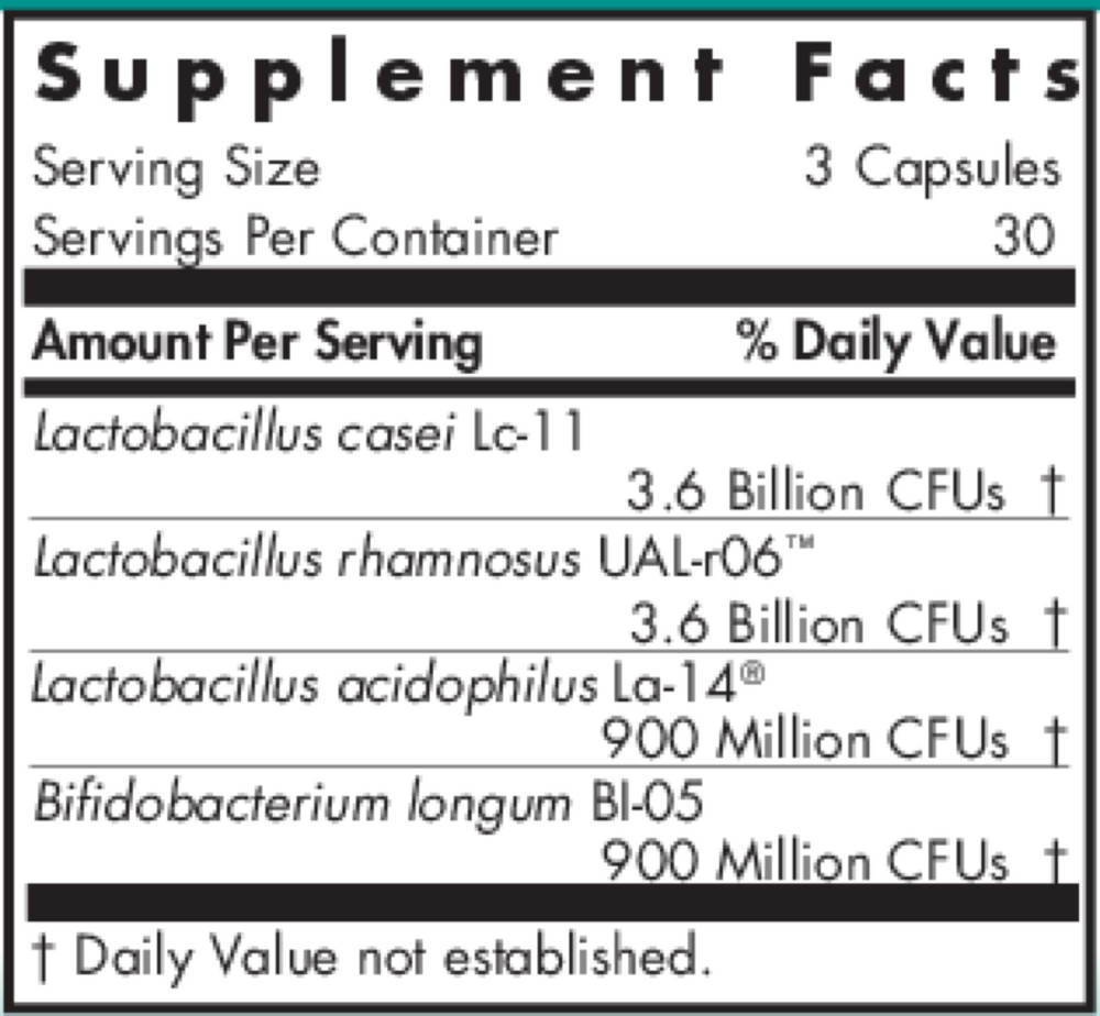 Gastro Flora Dairy Free Supplement Facts Label