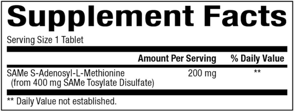 SAMe Supplement Facts Label