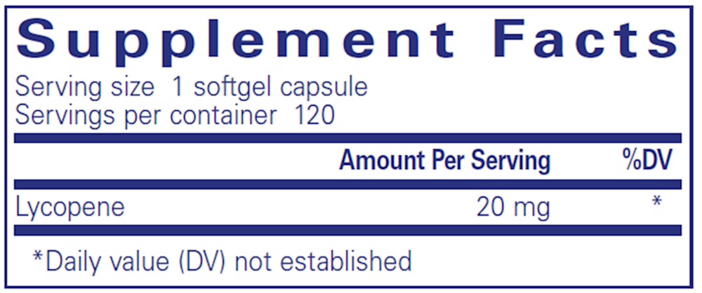 Lycopene 20 Mg Supplement Facts Label