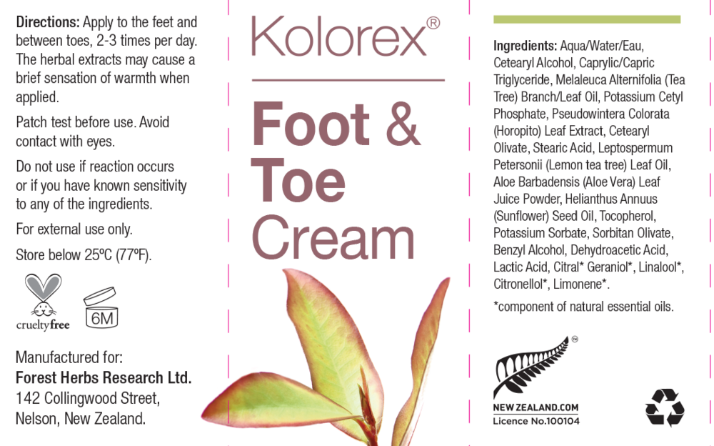 Foot & Toe Care Cream Supplement Facts Label
