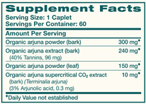 Arjuna Supplement Facts Label