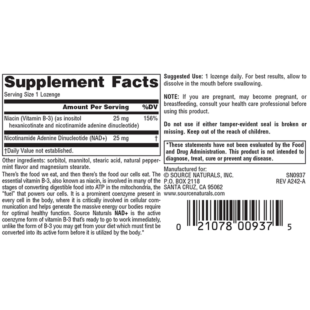 Coenzymated B-3 25 mg Supplement Facts Label