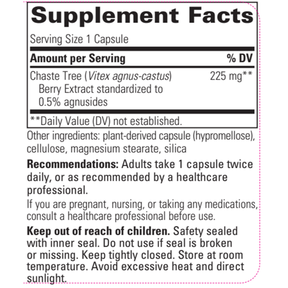 Vitex Extract Supplement Facts Label
