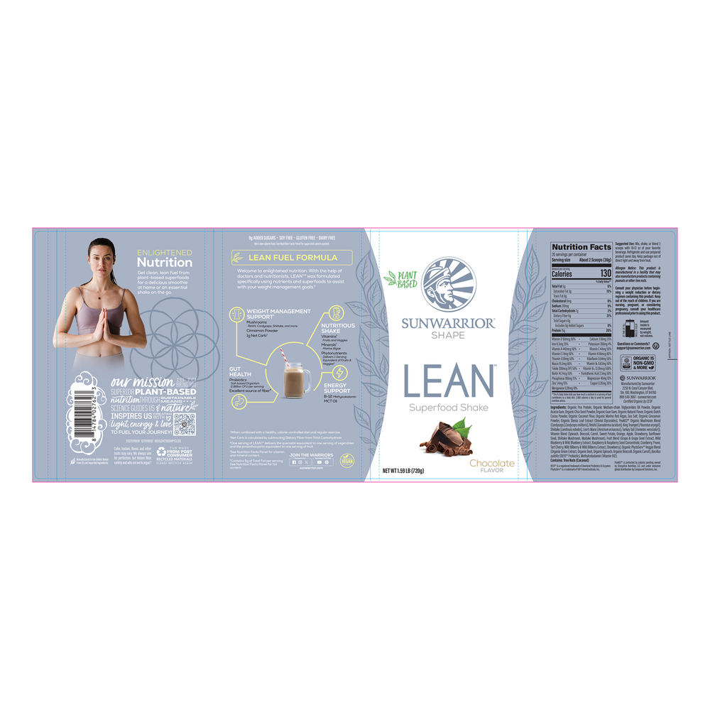 Lean Meal Chocolate Supplement Facts Label