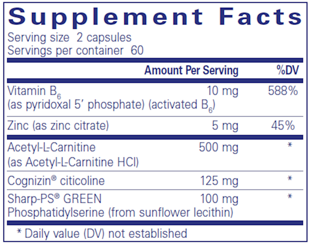 CogniPhos Supplement Facts Label