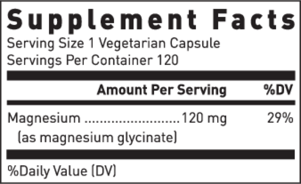 Magnesium Glycinate Supplement Facts Label