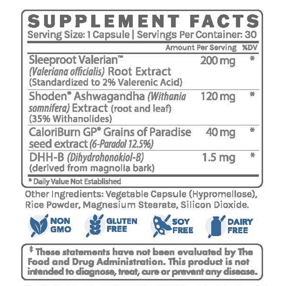 IgNIGHT Supplement Facts Label