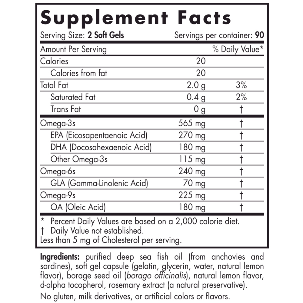ProEFA-3.6.9 Soft Gels Lemon 180 Count Supplement Facts Label