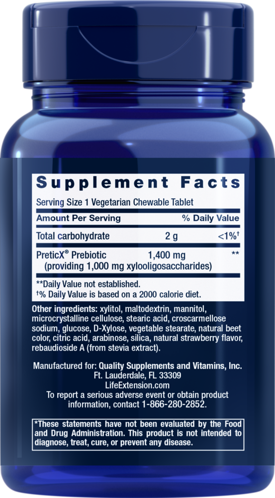FLORASSIST® Prebiotic Chewable (Strawberry) Supplement Facts Label