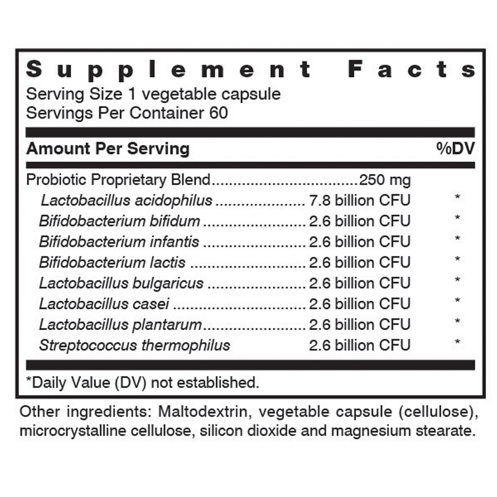 High Delivery Acidophilus Supplement Facts Label