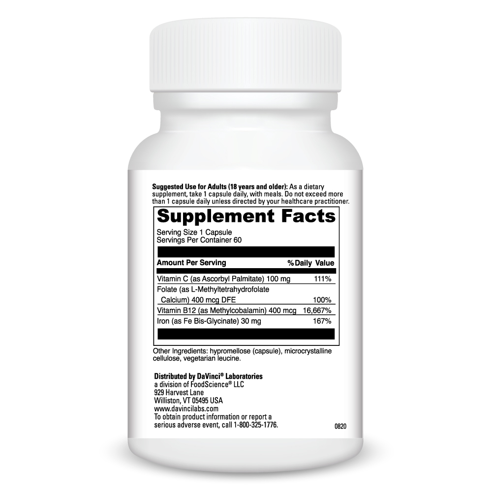 Iron Bis-Glycinate Supplement Facts Label