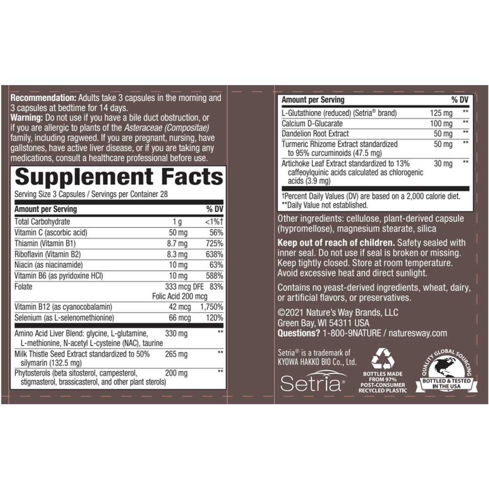 Complete Liver Cleanse 84 veg capsules Supplement Facts Label