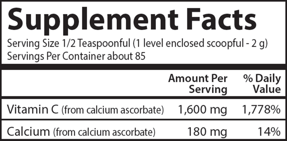 Mild-C Crystals Supplement Facts Label