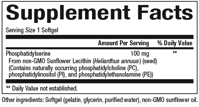 PS (phosphatidylserine) 100 mg Supplement Facts Label