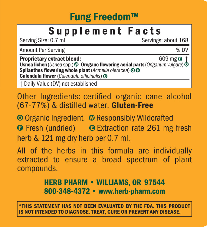 Fung Freedom Supplement Facts Label