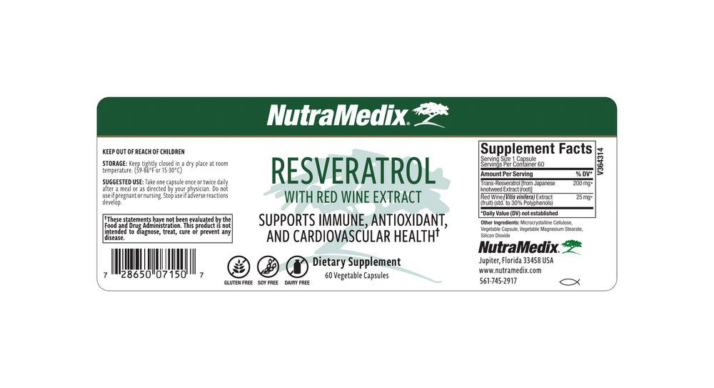 Resveratrol Supplement Facts Label