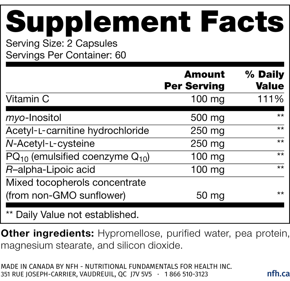 Oocyte SAP Supplement Facts Label