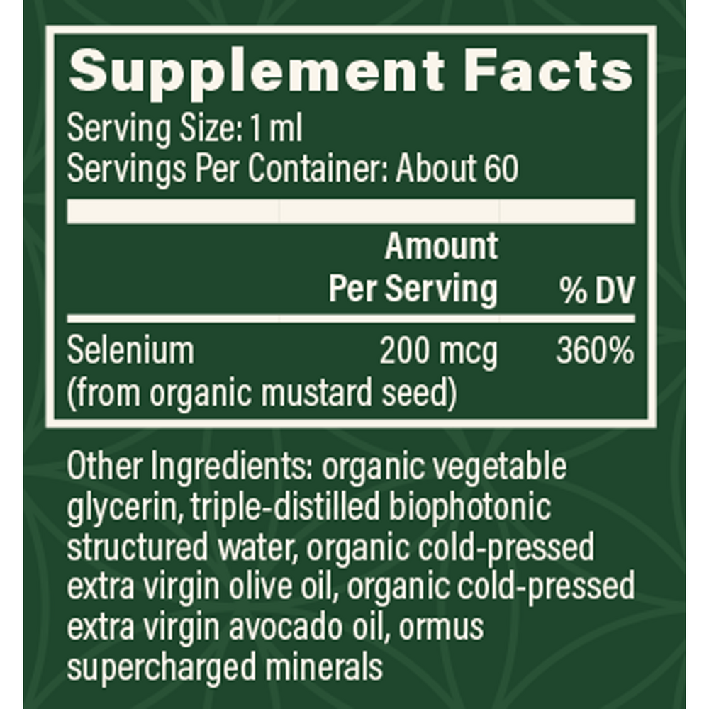 Liquid Selenium Supplement Facts Label