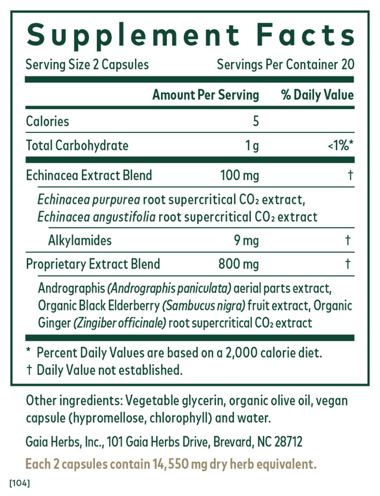 Immune Activator Supplement Facts Label