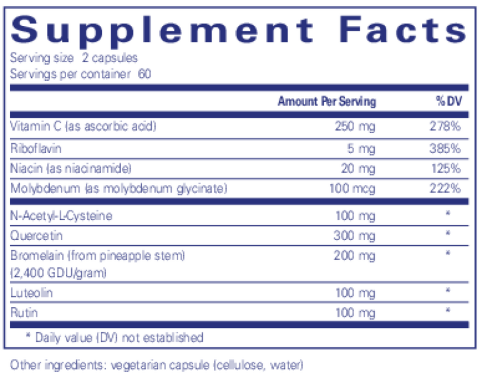 Hist Reset Supplement Facts Label