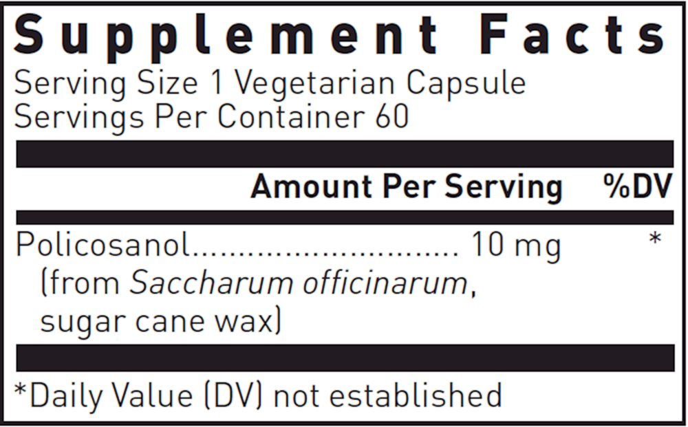 Policosanol Supplement Facts Label