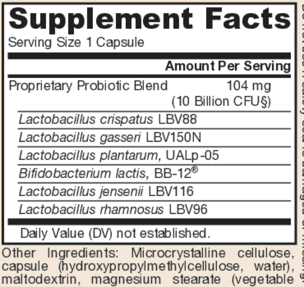 Fem-Dophilus Advanced Care Refrigerated Supplement Facts Label
