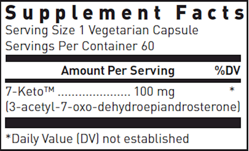 7-Keto Supplement Facts Label